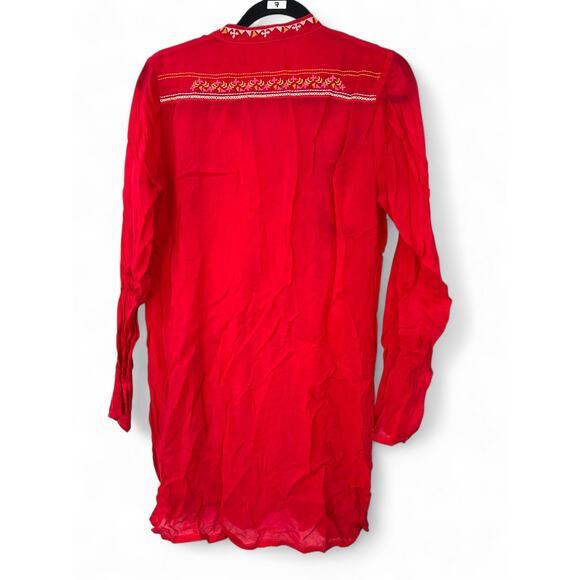 Johnny Was | S | Tunic Top Embroidered Mini Dress Red Floral - Picture 8 of 10